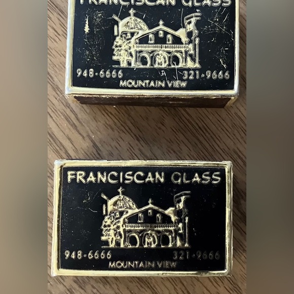 Vintage Franciscan Glass Match Box Matchbook Mountain View Mirrored Back 2X - Picture 4 of 6